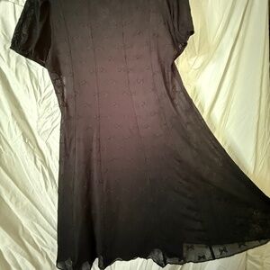 American Eagle Mesh Fit and Flare Dress w/ embroidered bow details